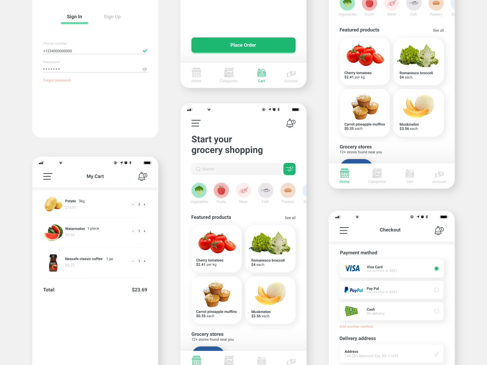 Grocery shopping app by Ana on Dribbble