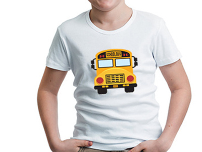 School bus Shirt branding design flat icon illustration logo typography