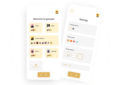 Groupee :: Community Collaboration App branding collaboration components minimal mobile social ui ux