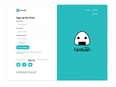 Fantuan Delivery Sign Up Page