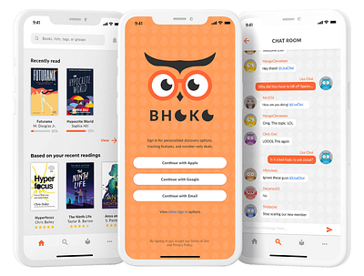 Bhuku Mobile App adobexd app branding concept delightful design flat illustrator reading app ui ux