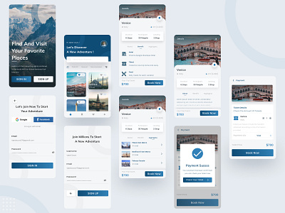 WeTravel - Mobile App android android app blue design mobile travel travel app traveling ui ux white