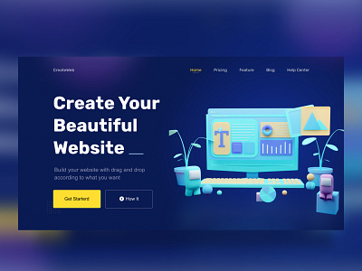 CreateWeb landing page by Iqbal Surya on Dribbble