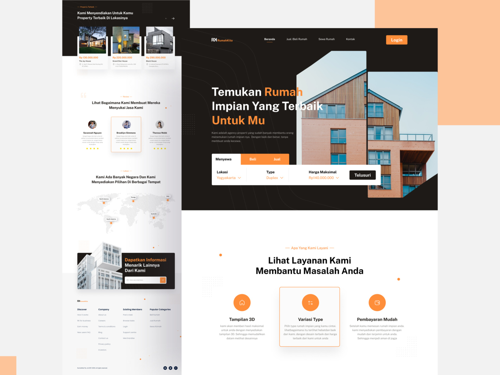 RumahKita - Real Estate Website Design architecture clean design graphic design home rent house interior minimal real estate real estate agency top ux ui designer tren2021 trendy ui ui website ux web webdesign webdesigner website