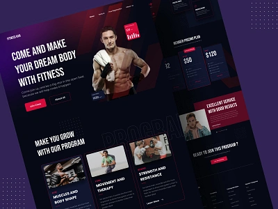 Fitnesskan - Gym landing page bodybuilding branding coach dekstop design fitness fitness club gym health landing page lifestyle minimal training ui ui design ux web website workout yoga