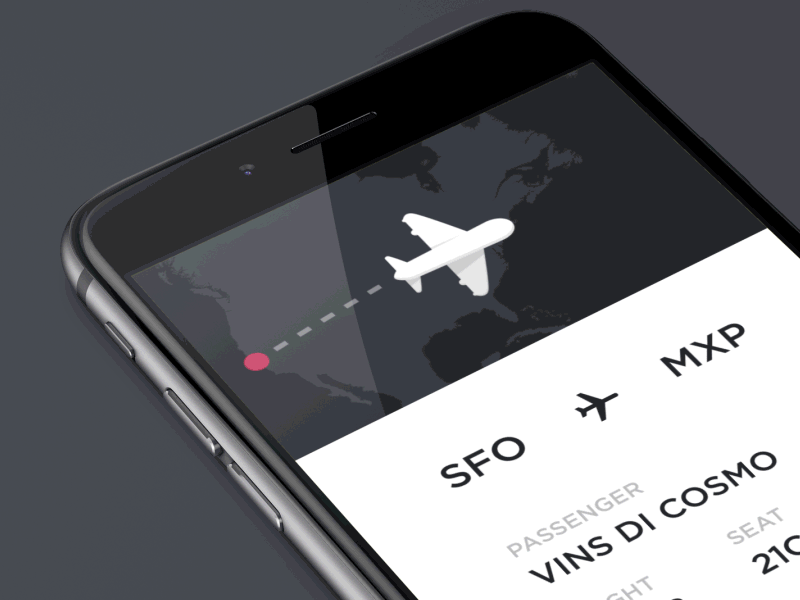 Flight Animation airplane airport animation app boarding card iphone 6 pass ticket travel