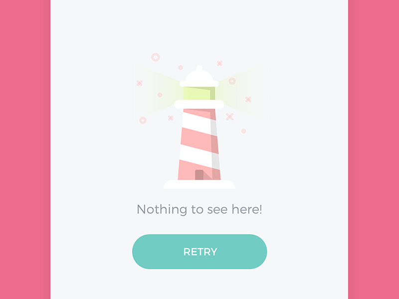Discover empty state app onboarding flat pink lighthouse empty