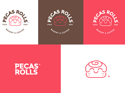 Pecas Rolls Logo brand branding cafe chile coffee color palette cute design graphic design iconography kawaii logo logodesign logomark logotype mark santiago sweet typography vintage