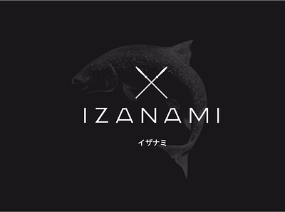 Izanami sushi logo asia asian food branding color palette design fish graphic design iconography japan logo logodesign logomark logotipo logotype roll sushi typography