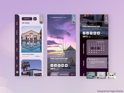 Villa Booking Application app design hotel purple ui villa