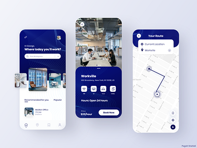 Coworking Space Booking Application app coworking space design designchallenge designwich mobile design ui uidesign