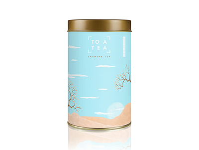 Jasmine Tea Packaging Design branding cherry blossom digital art digital drawing graphic design identity japanese art japanese style jasmine tea minimal minimal design mountains packaging design packagingdesign tea tea packaging tea tin texture