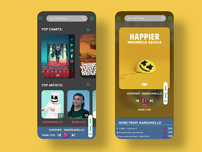 EDM Music Application adobexd app branding design minimal mobile mobile app design music music app music player ui ux