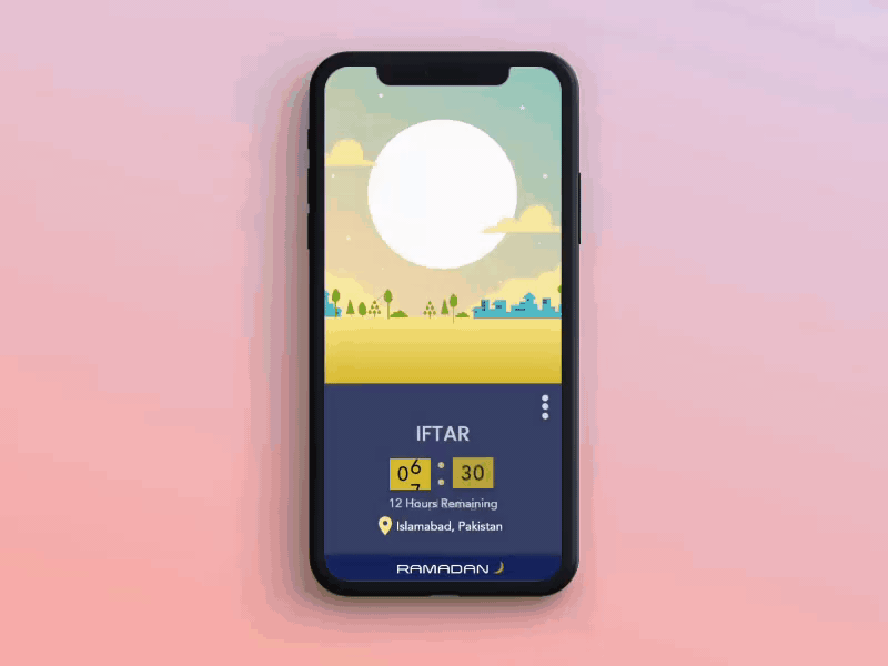 Ramadan Timer Application adobexd app branding design minimal mobile ramadan ui ux