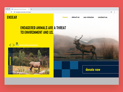 Endear Animal Rights UI Design adobexd animals broken grid design flat minimal mobile ui ux web website