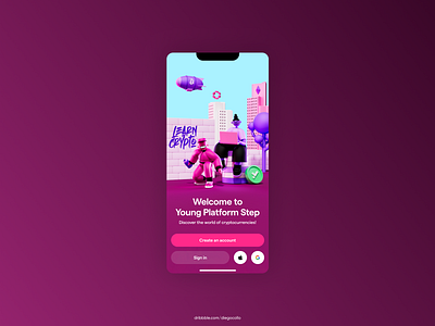 Welcome Page // Young Platform Step app components crypto design exchange figma graphic design illustration logo