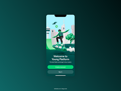 Welcome Page // Young Platform app components crypto design exchange figma graphic design illustration logo ui