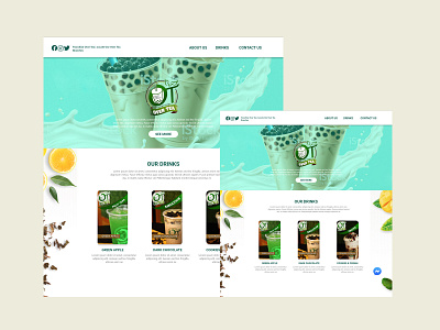 Overtea adobexd design green milk tea webdesign xd design