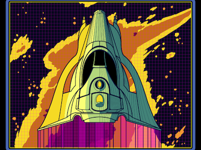 Zapcon Flyer Ship grid illustration nebula space spaceship vector