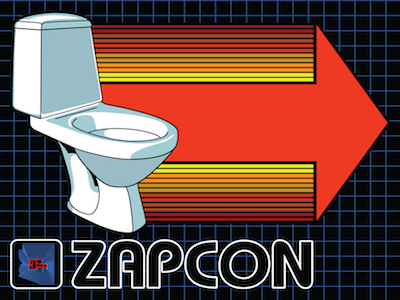 Zapcon Bathroom 1 Shot arcade arrow sign toilet vector