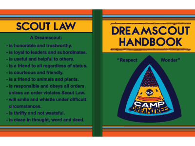 Camp Dreamtree Handbook Cover achievement cover handbook logo patches scouts vector