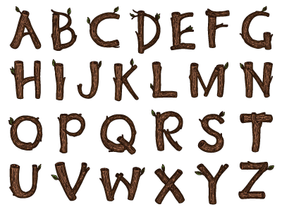 Wood Alphabet Capitals alphabet drawing font letters vector wood
