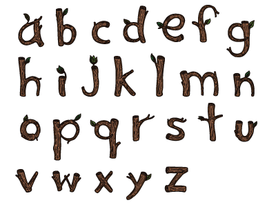 Wood Alpahbet Lower Case alphabet drawing font letters vector wood
