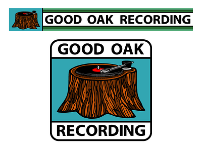 Good Oak Recording banner block printing drawn logo simple vector