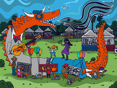 Phoenix Arts Festival Poster 2014 dragon drawn festival poster vector