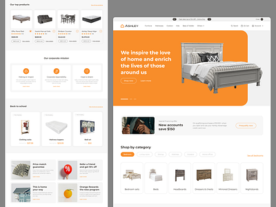 Ashley Furniture Shop - Homepage concept creative design designer furniture redesign shop ui uiux design ux web website