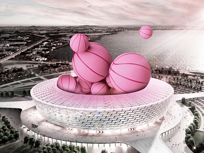 Baku Olympic Stadium 3d graphic design