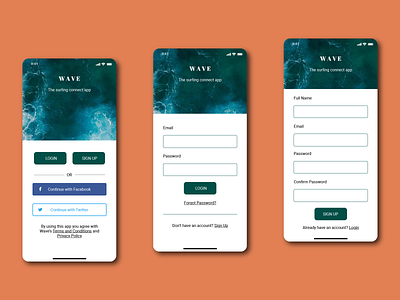 Daily UI #001 - Sign Up and Login Screens adobe xd app daily ui daily ux design iphone login sign in sign up typography ui ui design ux ux design wave