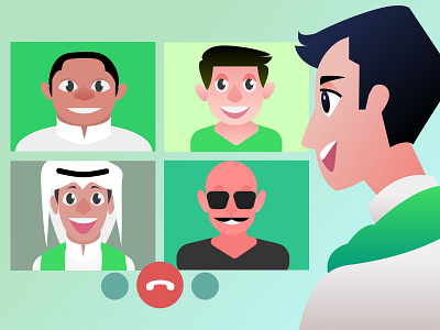 Virtual Calibration [Saudi Arabia 90th National Day] illustraion illustration art meeting national day saudi arabia vector vector art video chat virtual virtual meeting