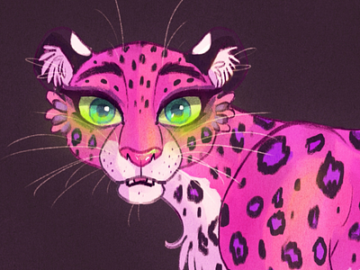 Pink Leopard art cat art challenge colorful drawing illustration leopard painting vibrant