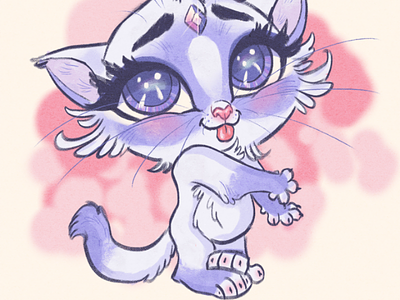 Baby Lila art cat character design kitty lilac oc pastel colors pastels siamese soft art