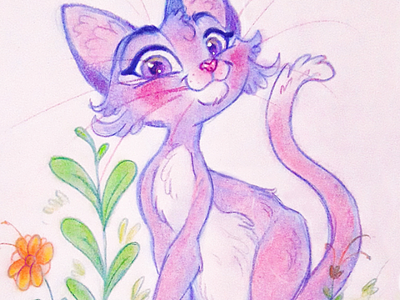 Lilac kitty art cat cat art cat illustration character design cute art kitty pastels soft pastel