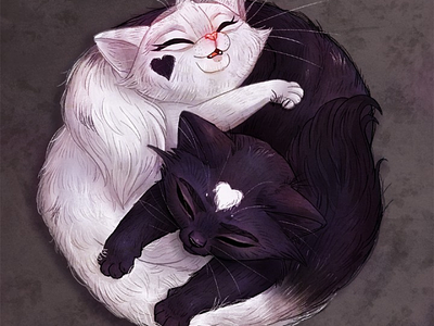 Yin & Yang Kittens design digital illustration kitten kitties photoshop yin yang
