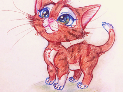 Ginger Kitty cat character design cute art drawing kitten painting pastels soft art soft pastel traditional art