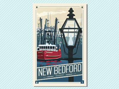 New Bedford Downtown Poster design illustration massachusetts new bedford vector