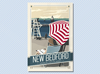New Bedford South End Poster design flat illustration massachusetts nbma nbma new bedford new england vector