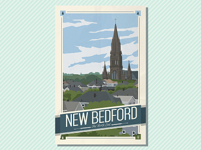 New Bedford North End Poster design flat illustration massachusetts nbma new bedford new england vector