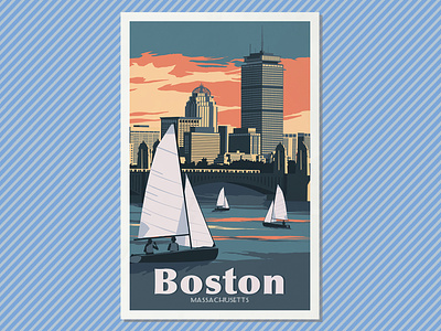 Boston, MA Travel Poster boston design illustration massachusetts new bedford
