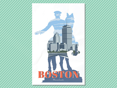 Boston, Massachusetts Travel Poster 11x17 design illustration massachusetts new bedford new england travel poster