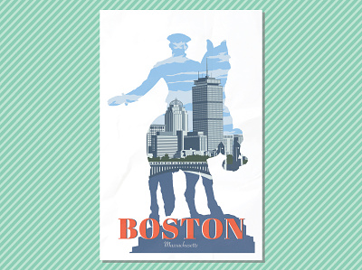 Boston, Massachusetts Travel Poster 11x17 design illustration massachusetts new bedford new england travel poster