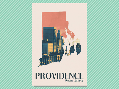 Providence, Rhode Island Travel Poster 11x17 boston design illustration massachusetts nbma new bedford new england providence rhode island travel poster