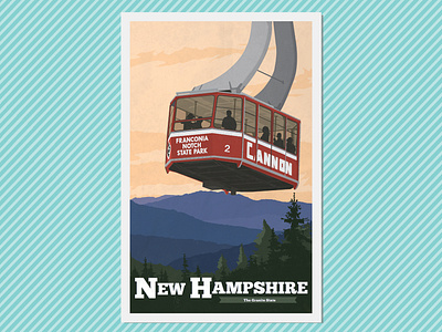 Franconia Notch State Park, New Hampshire Poster 11x17 design flat franconia illustration new england new hampshire notch retro travel poster vector