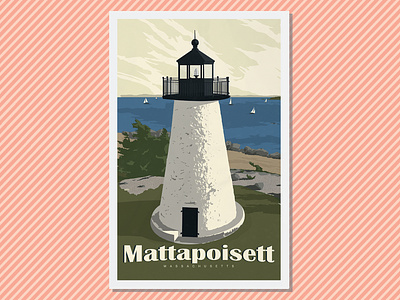 Mattapoissett, Massachusetts Poster 11x17 design flat illustration massachusetts new england travel poster vector