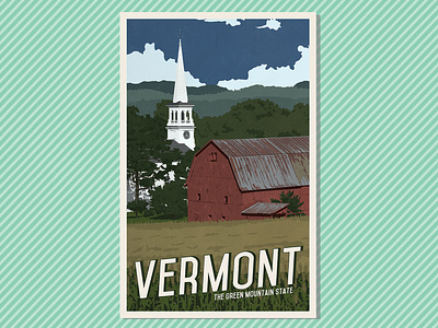 Vermont, Poster 11x17 design flat illustration new england travel poster vector