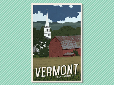 Vermont, Poster 11x17 design flat illustration new england travel poster vector