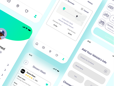 Jameel car washing app app appdesign car clean colorful creative creative app design gradiant inspiration minimal modern ui uxdesign webdesign